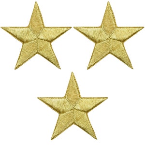 Star Applique Patch - Gold 2.25&quot; (3-Pack, Iron on)