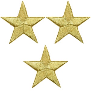 Star Applique Patch - Gold 2.25" (3-Pack, Iron on)