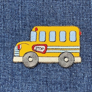 School Bus Applique Patch - Embroidered Education & Learning Badge 2-3/8" (Iron On)