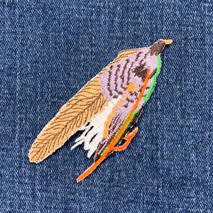 Large Fly Fishing Lure Applique Patch - Grey Ghost Fish Badge 3-1/8" (Iron on)