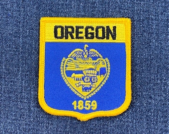 Oregon Patch - Embroidered Flag Shield Badge 2.75" (Iron On)