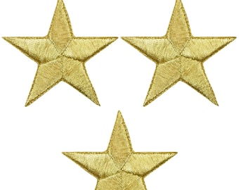 Star Applique Patch - Gold 2.25" (3-Pack, Iron on)