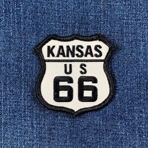 Kansas Route 66 Patch - Embroidered Highway Sign Badge 2.5" (Iron On)