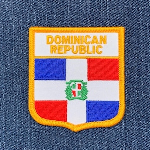 Dominican Republic Patch - Flag Shield Embroidered Badge 2.75" (Iron Or Sew On)