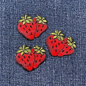 3-Pack Strawberry Applique Patch - Embroidered Berry Badge 1.5" (Iron On)