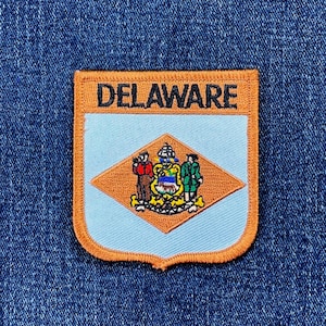 Delaware Patch - Embroidered Flag Shield Badge 2.75" (Iron On)