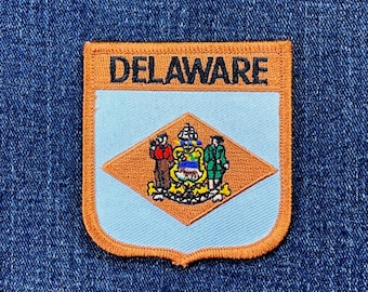 Delaware Patch - Embroidered Flag Shield Badge 2.75" (Iron On)