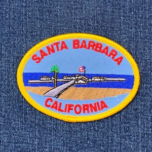 Santa Barbara Patch - Embroidered California Beach & Pier Badge 3.5" (Iron On)