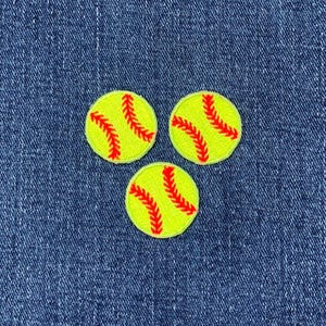 3-Pack Softball Applique Patch - Mini Embroidered Sports Team Ball Badge 1"