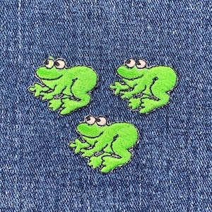 3-Pack Frog Applique Patch - Mini Amphibian Animal Embroidered Badge 1" (Iron on)