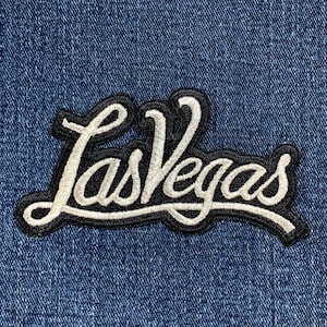 Las Vegas Patch - Gesticktes Silber & Schwarzes Abzeichen 10,2 cm (Bügeleisen)