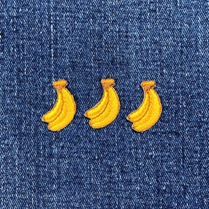 3-Pack Banana Applique Patch - Mini Embroidered Fruit Badge 7/8" (Iron On)