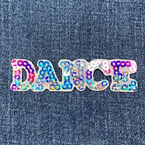 Dance Applique Patch - Embroidered Multicolor Sequin Badge 3" (Iron On)