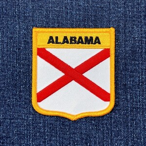 Alabama Patch - Embroidered Flag Shield Badge 2.75" (Iron On)