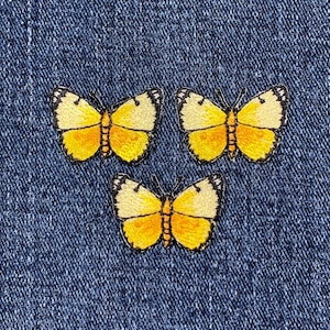 3-Pack Yellow Butterfly Applique Patch - Mini Embroidered Insect Badge 1-1/8" (Iron On)