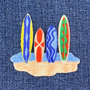 Surfing Applique Patch - Surfboards Surf Beach Embroidered Surfer Badge 2-3/8&quot; (Iron On)