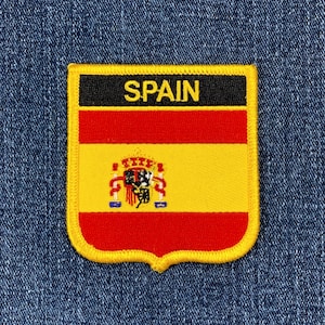 Spain Patch - Embroidered Flag Shield Badge 2.75" (Iron On)
