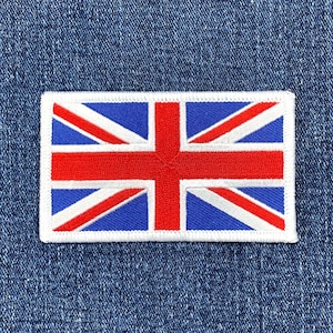英国パッチ - 刺繍入り英国ユニオンジャック旗バッジ 3インチ (アイロン接着)