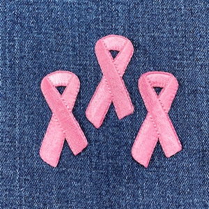 3-Pack Pink Ribbon Applique Patch - Embroidered Breast Cancer Awareness Badge 1-7/8&quot; (Iron On)