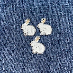 3-Pack Bunny Rabbit Applique Patch - Mini Embroidered Animal Badge 1" (Iron On)
