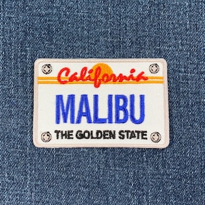 Malibu Patch - Embroidered California License Plate Badge 2.75" (Iron On)