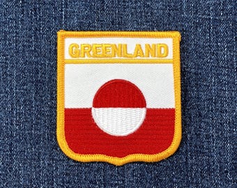 Greenland Patch - Embroidered Flag Shield Badge 2.75" (Iron On)