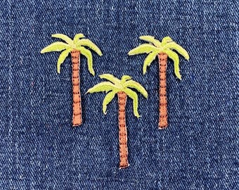3-Pack Palm Tree Applique Patch - Embroidered Tropical Beach Vacation Badge 1.5" (Iron On)