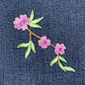 Blumen & Reben Applikation Aufnäher - Gesticktes Frühlings Garten Abzeichen 10cm (Iron On)