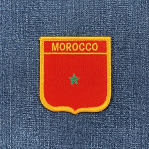 Morocco Patch - Embroidered Country Flag Shield Badge 2.75" (Iron On)