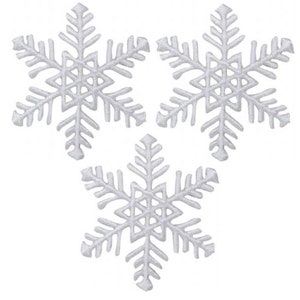 White Snowflake Applique Patch - Snow, Winter Badge 1.75" (3-Pack, Iron on)