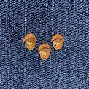 3-Pack Acorn Applique Patch - Mini Fall Autumn Nut Embroidered Badge 3/4" (Iron On)