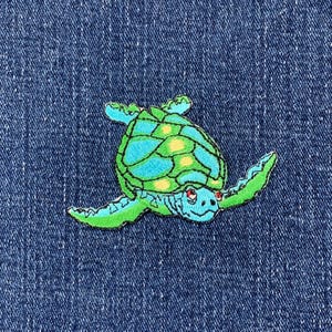 Sea Turtle Applique Patch - Embroidered Sea Creature Badge 2-5/8" (Iron On)