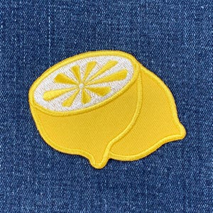 Lemon Applique Patch - Embroidered Citrus Fruit Badge 3" (Iron On)