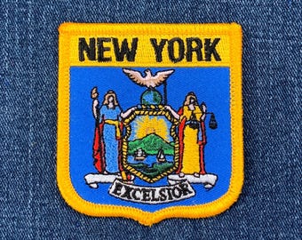 Écusson de New York - Badge brodé du drapeau de l'État de 2,75 po. (repasser ou coudre)