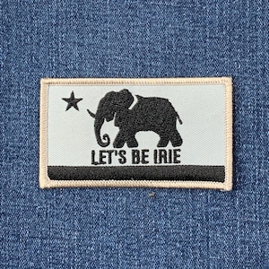 LET'S BE IRIE™ Patch - Embroidered California Elephant Reggae Flag Badge 3.5" (Iron On)