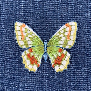 Butterfly Applique Patch - Sage Green Embroidered Insect Badge 2-1/8&quot; (Iron Or Sew On)