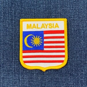 Malaysia Patch - Embroidered Flag Shield Badge 2.75" (Iron On)