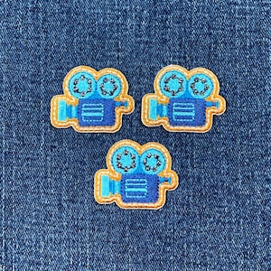 Lot de 3 écussons appliqués pour appareil photo - Mini insigne de cinéma et de film brodé 1,25 po. (fer à repasser)