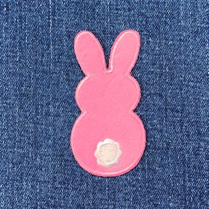 Pink Bunny Applique Patch - Embroidered Easter Rabbit Badge 2.75" (Iron On)