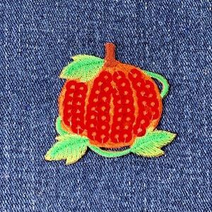 Sequin Pumpkin Applique Patch - Embroidered Autumn Fall Badge 1.75&quot; (Iron Or Sew On)