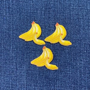 3-Pack Bananas Applique Patch - Embroidered Fruit & Food Badge 1.75" (Iron On)
