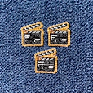 3-Pack Clapperboard Applique Patch - Mini Embroidered Movie Set Director Clapper Badge 1-1/8" (Iron On)