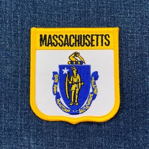Massachusetts Patch - Embroidered Flag Shield Badge 2.75" (Iron On)