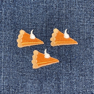 3-Pack Pumpkin Pie Applique Patch - Embroidered Thanksgiving Dessert Badge 1-1/8" (Iron On)