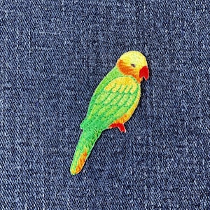 Parrot Applique Patch - Embroidered Yellow Headed Amazon Bird Badge 2-1/8" (Iron On)