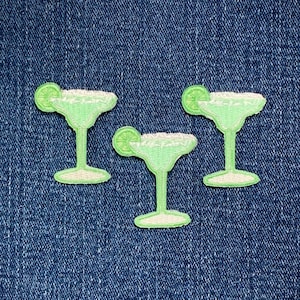 3-Pack Margarita & Lime Applique Patch - Cocktail Alcohol Tequila Mezcal Embroidered Badge 1.5" (Iron On)