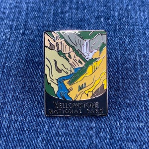 Yellowstone National Park Enamel Lapel Pin - Wyoming Hiking Gift Travel Souvenir