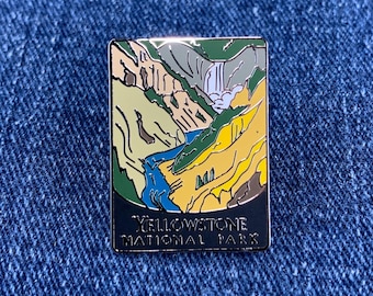 Yellowstone National Park Enamel Lapel Pin - Wyoming Hiking Gift Travel Souvenir