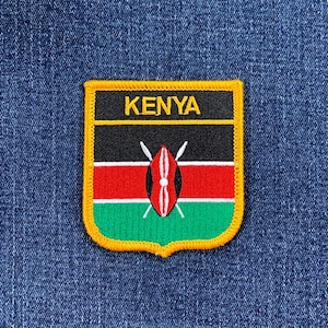 Kenya Patch - Embroidered Africa Flag Shield Badge 2.75" (Iron On)