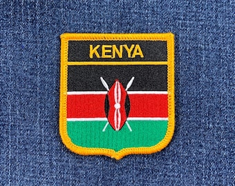 Kenya Patch - Embroidered Africa Flag Shield Badge 2.75" (Iron On)